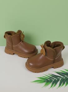 女孩花朵裝飾加絨內裏馬丁靴