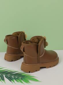 女孩花朵裝飾加絨內裏馬丁靴