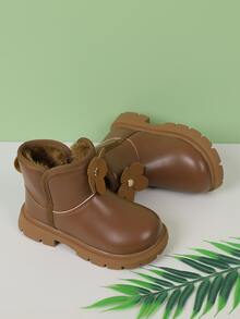 女孩花朵裝飾加絨內裏馬丁靴