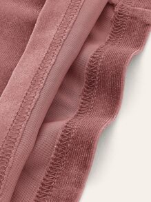 SHEIN Belle Solid Drawstring Ruched Velvet Dress - Redwood - View 3