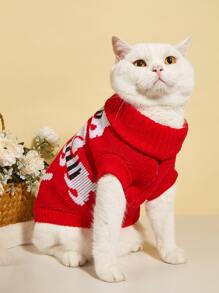 Cartoon Dog Print Pet Sweater - Multicolor - View 1