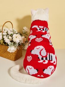 Cartoon Dog Print Pet Sweater - Multicolor - View 6