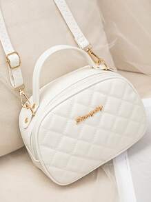 迷你字母裝飾絎縫方形包 - 白色 - 查看 5