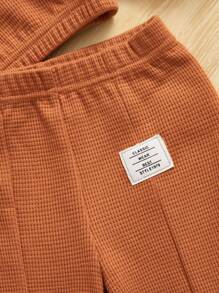 SHEIN Toddler Girls Patched Detail Hooded Jacket & Top & Split Hem Pants - Multicolor - View 3