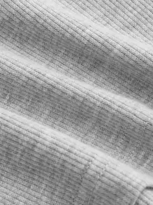 SHEIN EZwear 素色V領螺紋針織短款T恤 - 淺灰色 - 查看 4