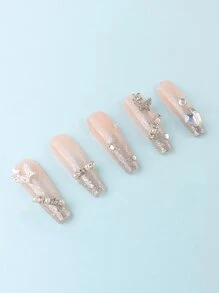 Transforma tus uñas con una decoración de arte de uñas 3D multifuncional. 1 pieza de decoración 3D tridimensional de acrílico para uñas para mujeres y niñas, accesorios DIY para uñas, charms y piedras decorativas para uñas - transparente - Ver 3