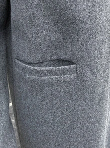 Manfinity Homme Men Dual Pocket Drawstring Hooded Zipper Overcoat - Grey - View 3