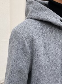 Manfinity Homme Men Dual Pocket Drawstring Hooded Zipper Overcoat - Grey - View 4