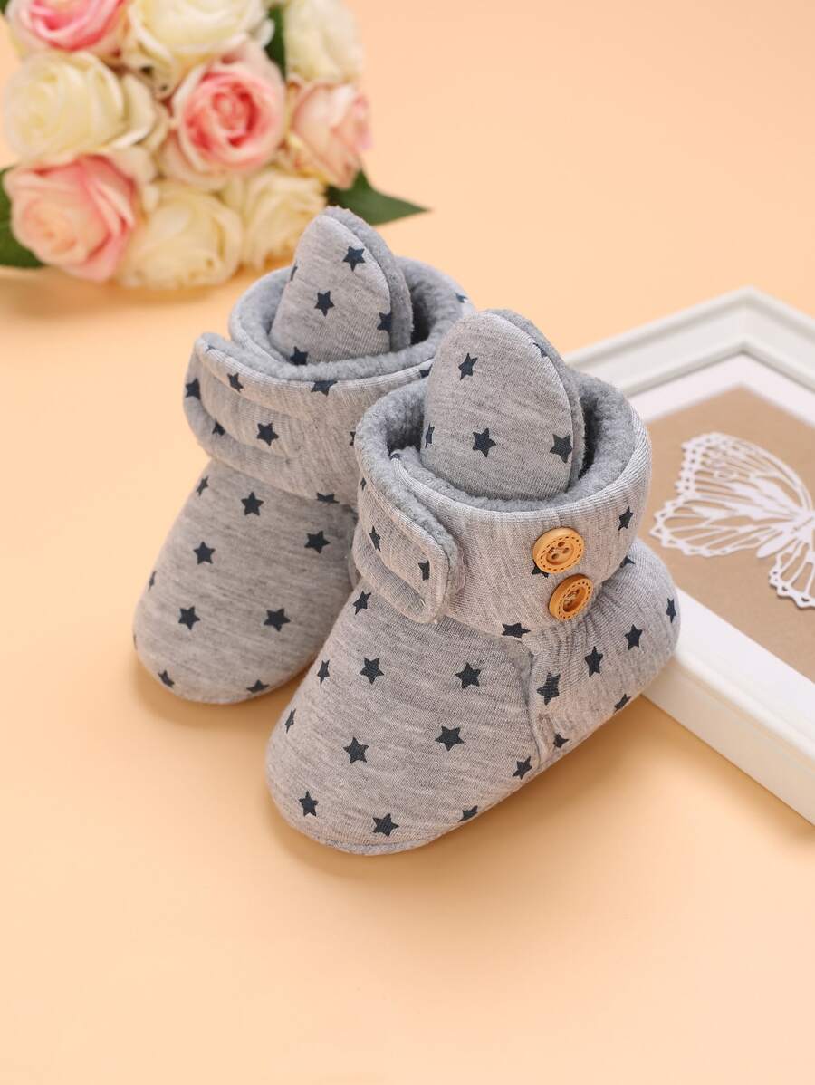Baby Star Pattern Snow Boots - Grey - View 1