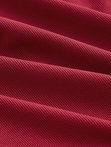 SHEIN EZwear Áo thun nữ Xù nhỏ màu trơn Giải trí - Màu Đỏ Sâu - Xem 4