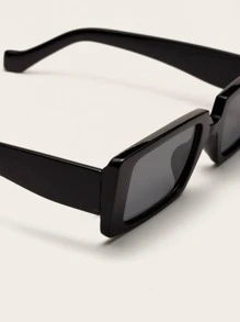 1pc Unisex Retro Square Small Frame Glasses, Multiple Colors, Classic Casual Fashion For Street, Travel, Shows Beach Accessories For Women Glasses Shades Basics Fall Winter Women Outfits Clothes Business Casual Gifts - Black - View 3