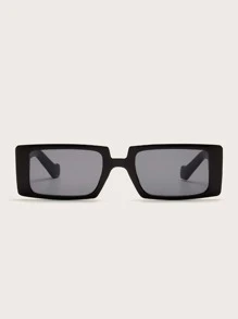 1pc Unisex Retro Square Small Frame Glasses, Multiple Colors, Classic Casual Fashion For Street, Travel, Shows Beach Accessories For Women Glasses Shades Basics Fall Winter Women Outfits Clothes Business Casual Gifts - Black - View 4