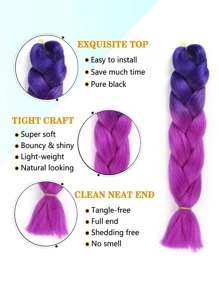 Trenza de pelo sintético de ombré largo - Multicolor - Ver 4