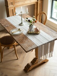 1入組手工刺繡流蘇桌旗 - 彩色 - 查看 1