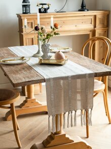 1入組手工刺繡流蘇桌旗 - 彩色 - 查看 5