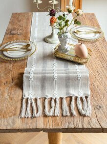 1入組手工刺繡流蘇桌旗 - 彩色 - 查看 2