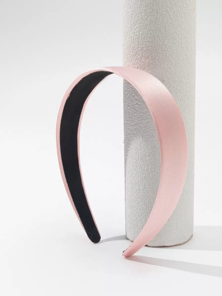 1pc Pink Color Solid Wide Headband, Classy Look, Elegant, For Casual And Daily Use, Pink Accessories Hairband Hair Hoop - Pink - View 1