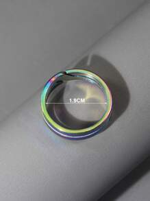 1 pieza Anillo de acero inoxidable con corte arcoíris para hombre - Multicolor - Ver 4