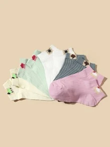 5雙卡通圖案短襪 - 彩色 - 查看 2