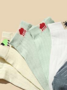 5雙卡通圖案短襪 - 彩色 - 查看 3