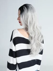 長款卷人造假髮 - 灰色 - 查看 4