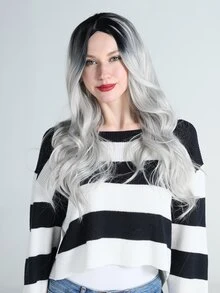 長款卷人造假髮 - 灰色 - 查看 6