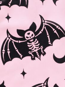 ROMWE Kawaii Top de tirantes con estampado de murciélago - Rosa - Ver 3