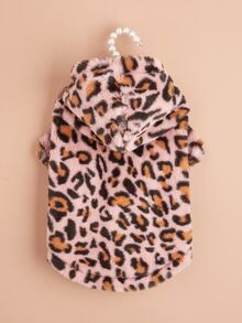 1pc Leopard Print Plush Pet Coat - Multicolor - View 5