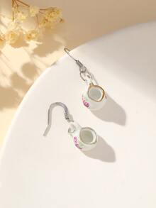 花朵圖案茶壺耳墜 - 彩色 - 查看 2