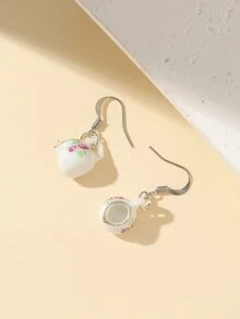 花朵圖案茶壺耳墜 - 彩色 - 查看 3