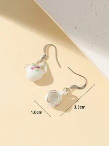 花朵圖案茶壺耳墜 - 彩色 - 查看 4