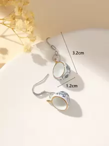 1 对花卉陶瓷耳环，适合日常佩戴 - 彩色 - 查看 3