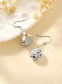 1 对花卉陶瓷耳环，适合日常佩戴 - 彩色 - 查看 4