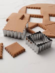 3pcs Square Cookie Cutter, Silver Biscuit Press Mold For Baking - Silver - View 6