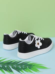 貼花裝飾板鞋男孩前綁帶運動鞋