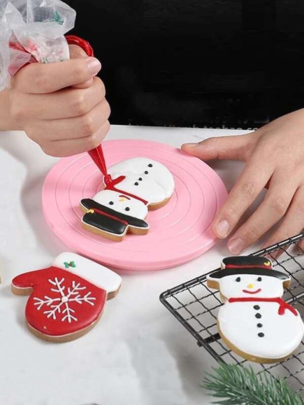 1pc Christmas DIY Cake Rotary Table Mini Plastic Fondant Cake Turntable Revolving Platform Round Cookie Stand Rotating Kitchen Tools Christmas Christmas Decorations Christmas Pajamas Christmas Gifts Christmas Decor