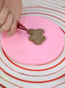 1pc Christmas DIY Cake Rotary Table Mini Plastic Fondant Cake Turntable Revolving Platform Round Cookie Stand Rotating Kitchen Tools Christmas Christmas Decorations Christmas Pajamas Christmas Gifts Christmas Decor - Pink - View 4
