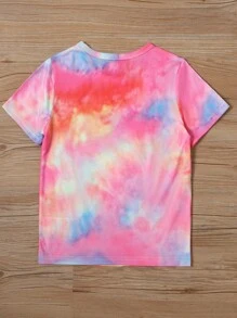 Girls 1pc Tie Dye Butterfly Print Tee - Multicolor - View 2
