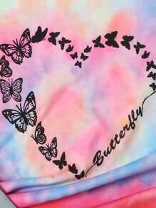 Girls 1pc Tie Dye Butterfly Print Tee - Multicolor - View 4