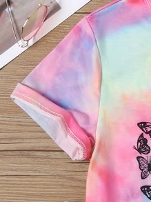 Girls 1pc Tie Dye Butterfly Print Tee - Multicolor - View 5