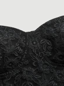 SHEIN MOD Floral Jacquard Bustier Cami Top Without Top - Black - View 3
