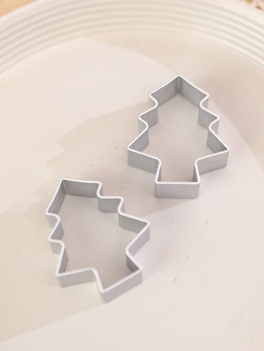 1入組聖誕樹形狀餅乾模型切割刀 - 銀色 - 查看 1