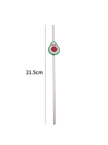 1pc Avocado Decor Stainless Steel Straw - Multicolor - View 3