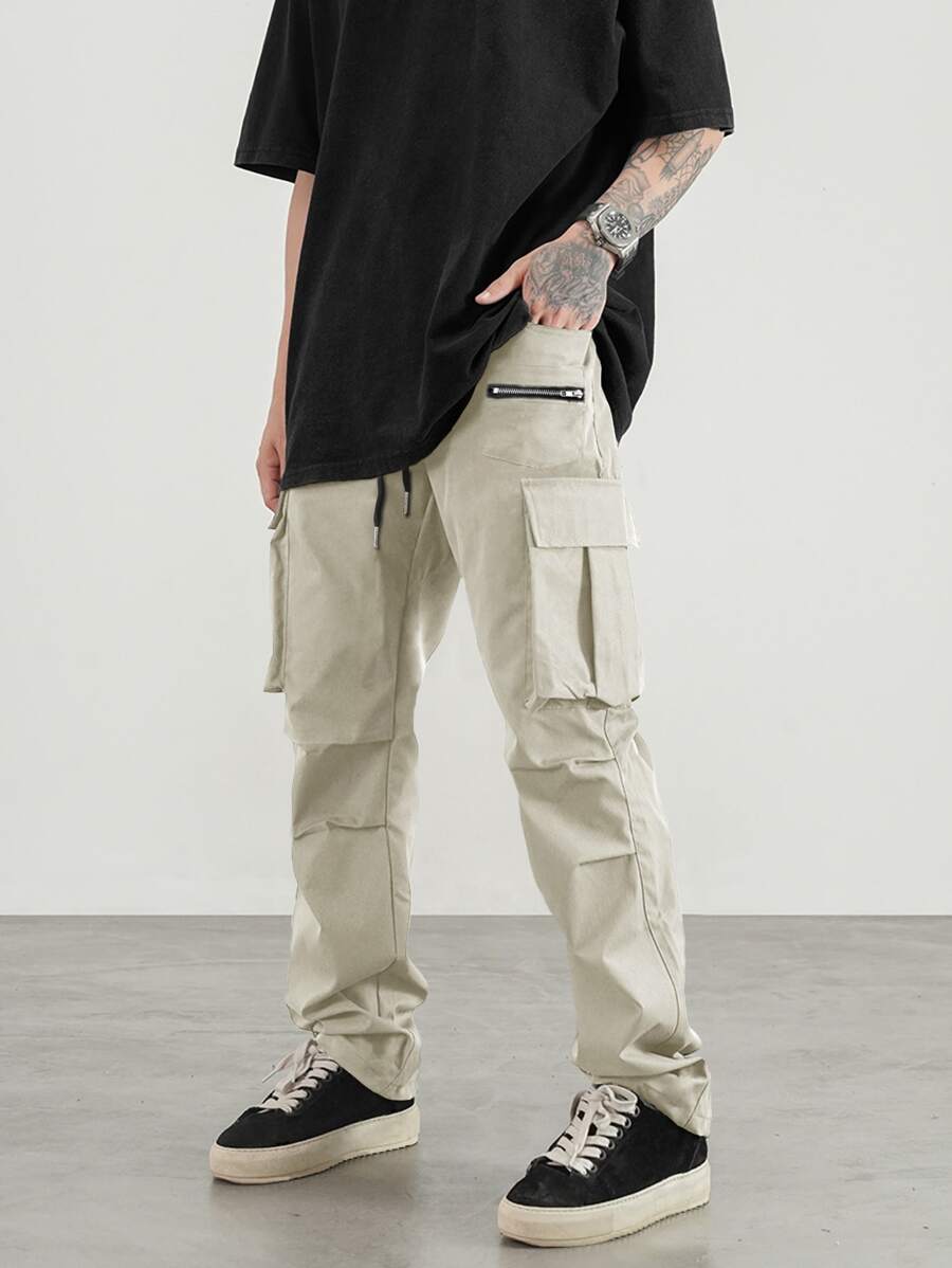 Manfinity EMRG Quần Nam Túi màu trơn Đường phố - Màu Khaki - Xem 1