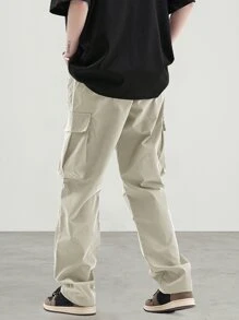 Manfinity EMRG Quần Nam Túi màu trơn Đường phố - Màu Khaki - Xem 2