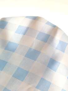 SHEIN Softness Breathable Lightweight Plaid Print Button Front Sleep Blouse