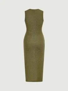 SHEIN MOD 高衩背心連衣裙 - 軍綠色 - 查看 7