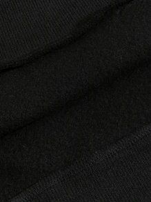 SHEIN LUNE Letter Graphic Kangaroo Pocket Drawstring Thermal Hoodie - Black - View 4