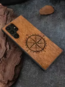 Funda para móvil con estampado de brújula de madera - Multicolor - Ver 1