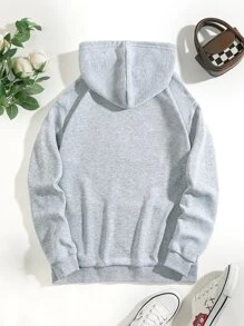 SHEIN EZwear Quần áo thể thao nữ Dây kéo Túi Lá thư Giải trí - Màu Xám nhạt - Xem 2